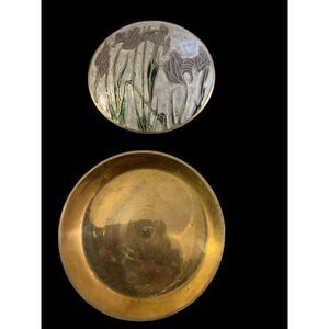 Vintage Brass Trinket Jewelry‎ Box Lily Floral Handcrafted Top India